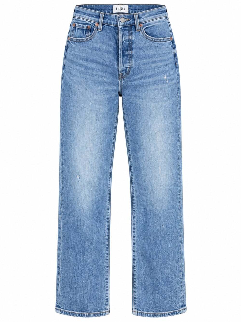 Pistola Organic Cotton High Rise Straight Leg Light Wash Jeans Blue Size 26